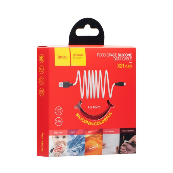 Кабель USB Hoco X21 Plus Silicone Micro