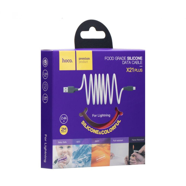 Кабель USB Hoco X21 Plus Silicone Lightning 2m