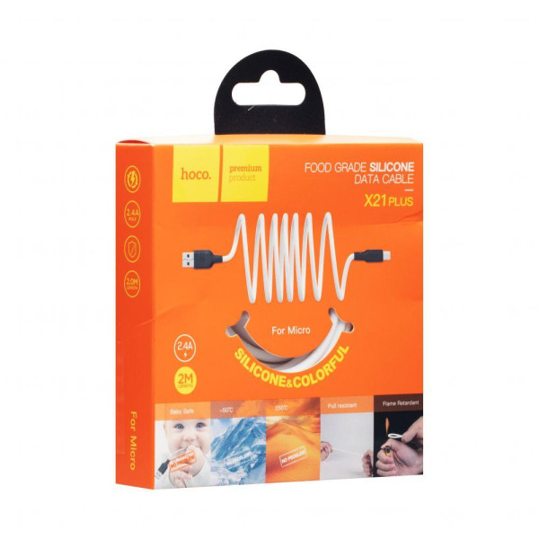 Кабель USB Hoco X21 Plus Silicone Micro 2m