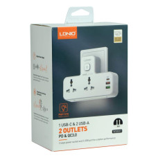 Мережевий Перехідник із Нічником LDNIO SC2311 2 port/1PD/1 QC 3.0/1 USB/ 2 PSocket/ Led lamp