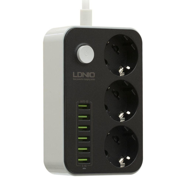 Мережевий Подовжувач LDNIO SE3631 6USB 3.4A / 3 Socket