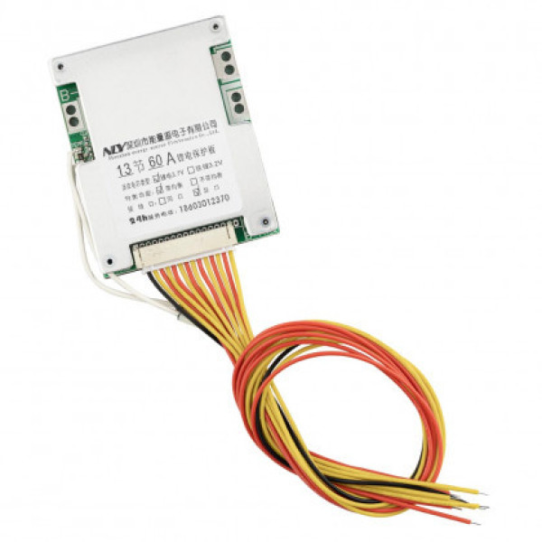 Плата BMS для електротранспорту (Li-ion, 48V, 13S, 60A) з балансиром