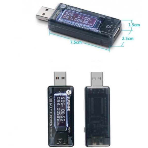 Амперметр-вольтметр Sunshine SS-302A (4V-30V 0A-5A) USB