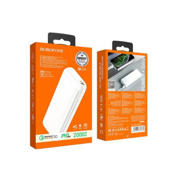 Зовнішній акумулятор (Power bank) Borofone BJ1A PD+QC3.0 20000mAh (Білий)