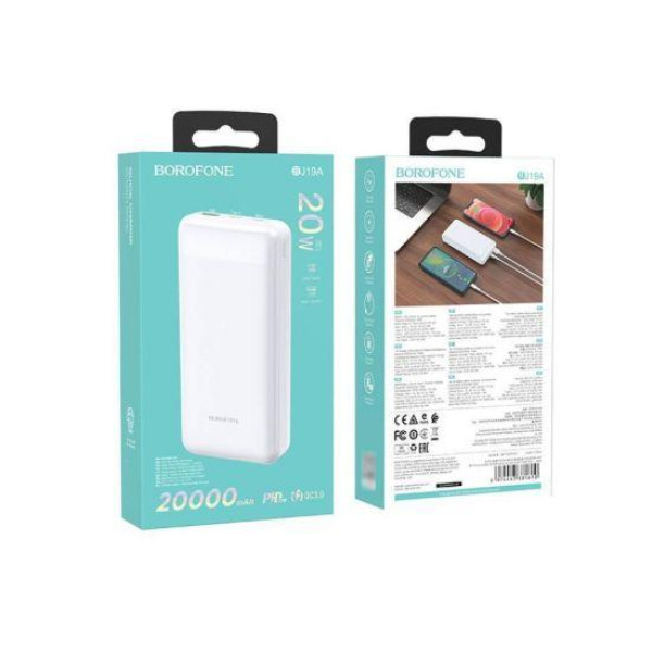 Зовнішній акумулятор (Power bank) Borofone BJ19A PD20W+QC3.0 20000mAh (Білий)