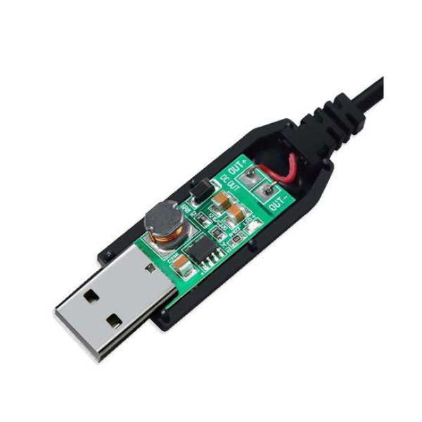 Кабель USB для роутера з перетворювачем напруги 5V-12V USB - DC 5.5x2.1 0.5A 1m (Чорний)
