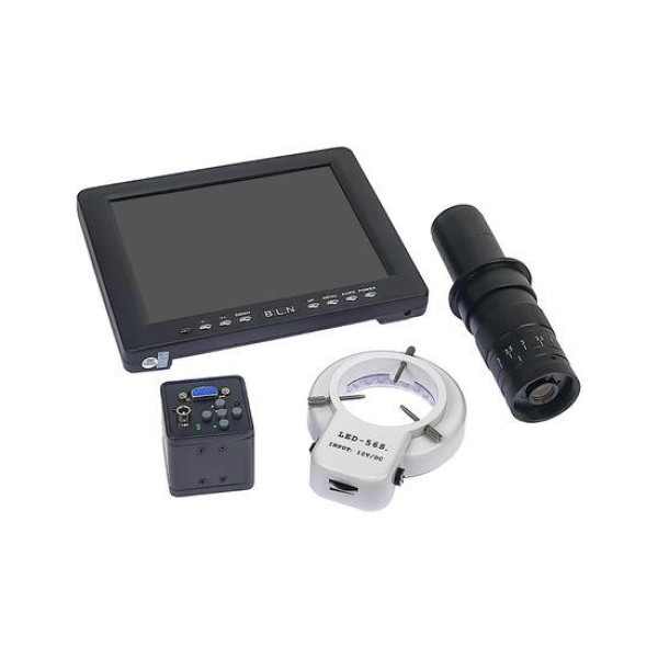 Цифровий мікроскоп з монітором 8" та штативом Kaisi 45A-BD (LED підсвітка 5V, фокус 95 мм, кратність збільшення 12X/77X)