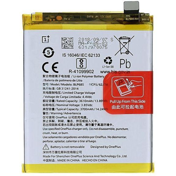 Акумулятор АКБ (Батарея) OnePlus BLP685 для OnePlus 6T (3.85V 3700mAh) Оригінал