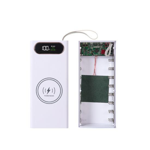 Корпус Multi-powerbank L16 під елементи 18650 (до 16 шт) 22.5+15W з бездротовою зарядкою та ліхтарем (Білий)