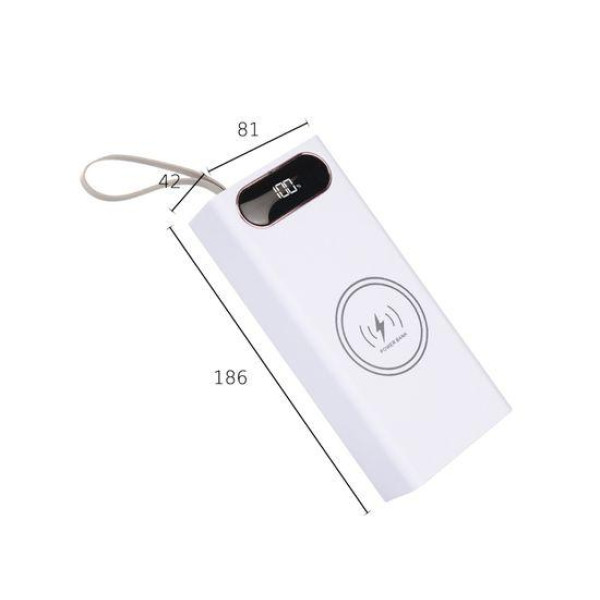 Корпус Multi-powerbank L16 під елементи 18650 (до 16 шт) 22.5+15W з бездротовою зарядкою та ліхтарем (Білий)