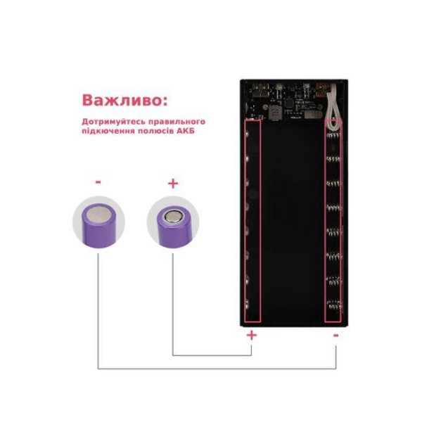 Корпус Multi-powerbank L16 під елементи 18650 (до 16 шт) 22.5+15W з бездротовою зарядкою та ліхтарем (Чорний)
