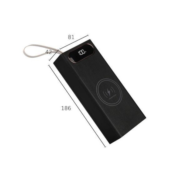 Корпус Multi-powerbank L16 під елементи 18650 (до 16 шт) 22.5+15W з бездротовою зарядкою та ліхтарем (Чорний)