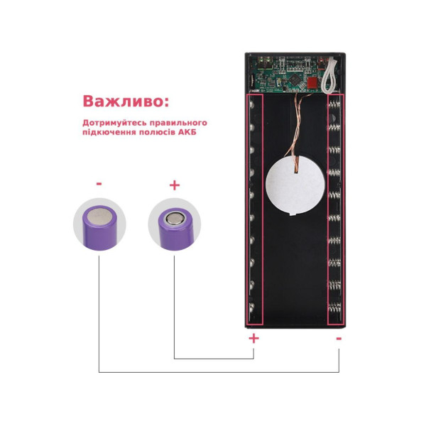 Корпус Multi-powerbank L20 під елементи 18650 (до 20 шт) 22.5+15W з бездротовою зарядкою та ліхтарем (Чорний)