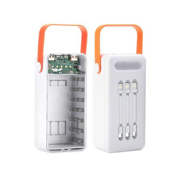Корпус Multi-powerbank S21 під елементи 18650 (до 21 шт) 22.5W з ліхтарем (Білий)
