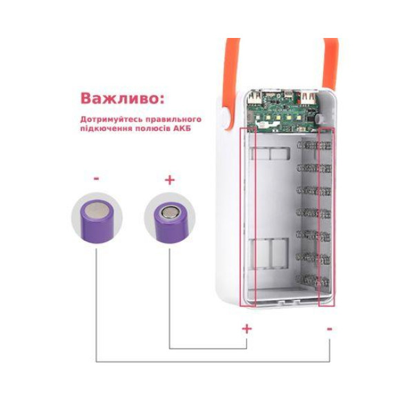 Корпус Multi-powerbank S21 під елементи 18650 (до 21 шт) 22.5W з ліхтарем (Білий)