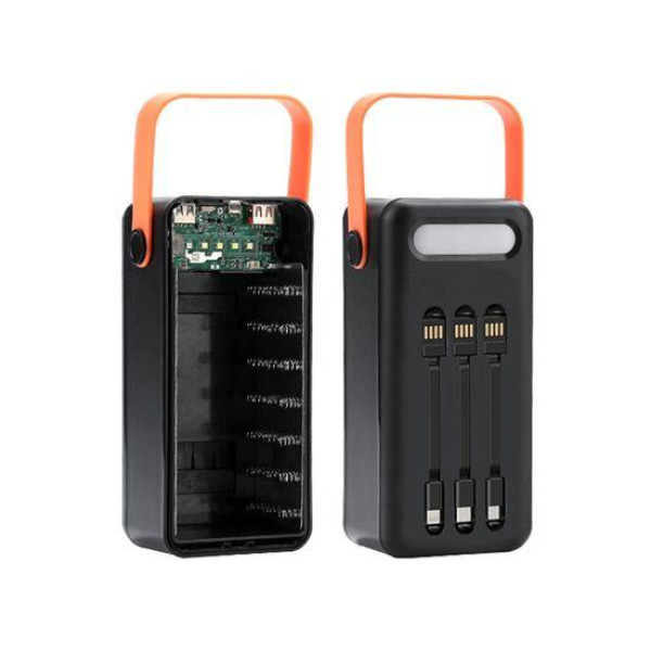 Корпус Multi-powerbank S21 під елементи 18650 (до 21 шт) 22.5W з ліхтарем (Чорний)