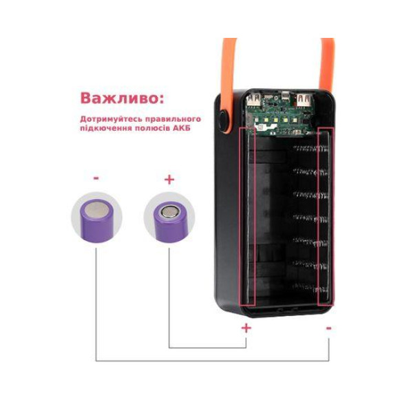 Корпус Multi-powerbank S21 під елементи 18650 (до 21 шт) 22.5W з ліхтарем (Чорний)