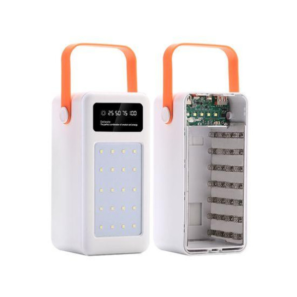 Корпус Multi-powerbank S28 під елементи 18650 (до 28 шт) 22.5W з ліхтарем (Білий)