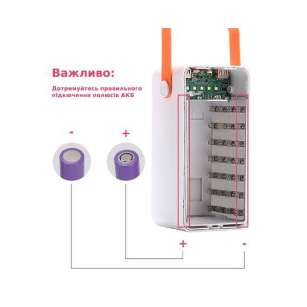 Корпус Multi-powerbank S28 під елементи 18650 (до 28 шт) 22.5W з ліхтарем (Білий)