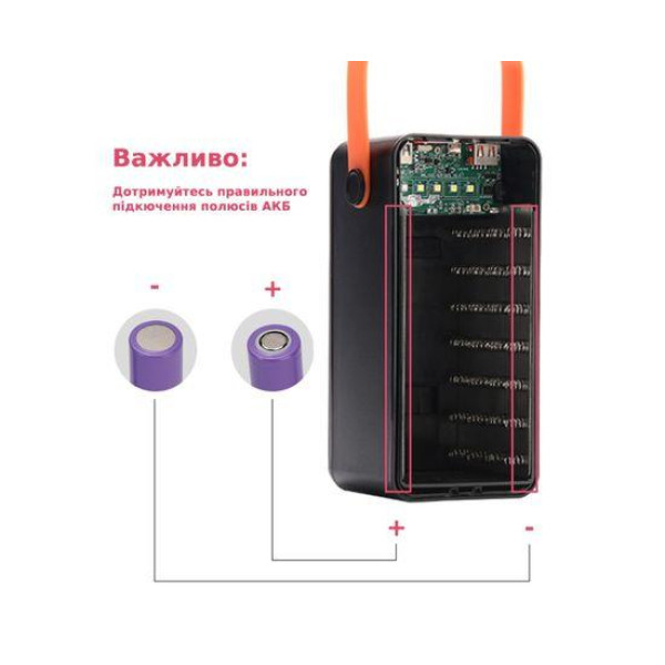 Корпус Multi-powerbank S28 під елементи 18650 (до 28 шт) 22.5W з ліхтарем (Чорний)