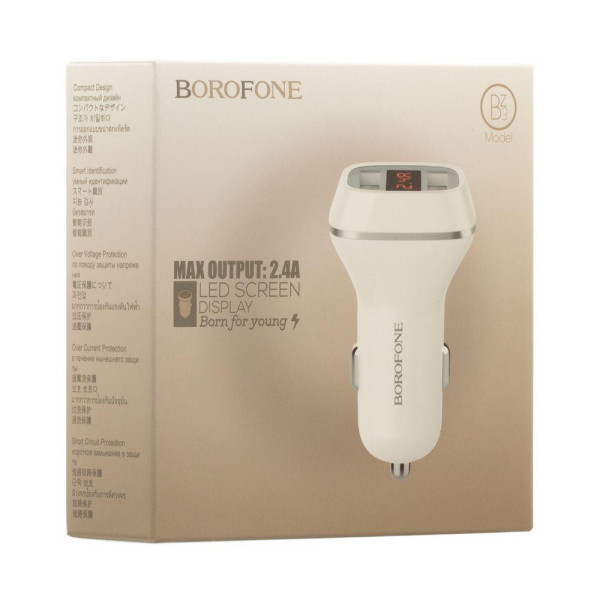 Автомобільний Зарядний Пристрій Borofone BZ3 LED 2 USB 2.4A