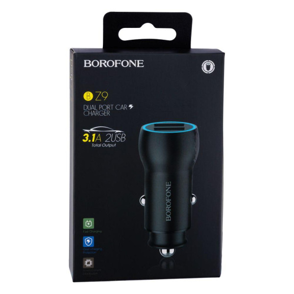 Автомобільний Зарядний Пристрій Borofone BZ9A Digital Display 2USB 3.1A