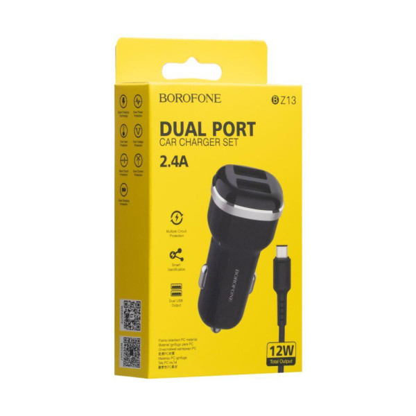 Автомобільний Зарядний Пристрій Borofone BZ13 Micro 2USB 2.4A