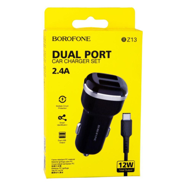 Автомобільний Зарядний Пристрій Borofone BZ13 Type-C 2USB 2.4A