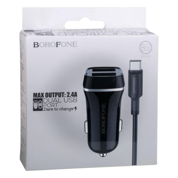 Автомобільний Зарядний Пристрій Borofone BZ2 Type-C 2 USB 2.4A