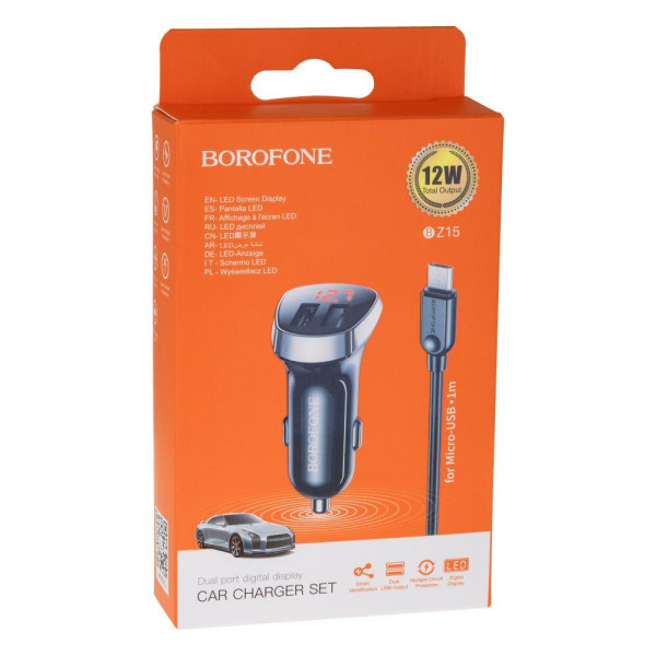 Автомобільний Зарядний Пристрій Borofone BZ15 Micro 2USB 2.4A