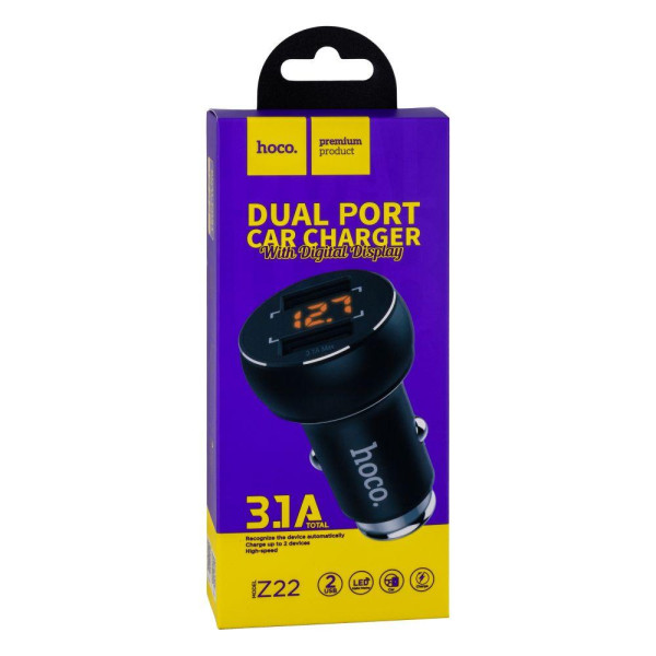 Автомобільний Зарядний Пристрій Hoco Z22 LED 2 USB