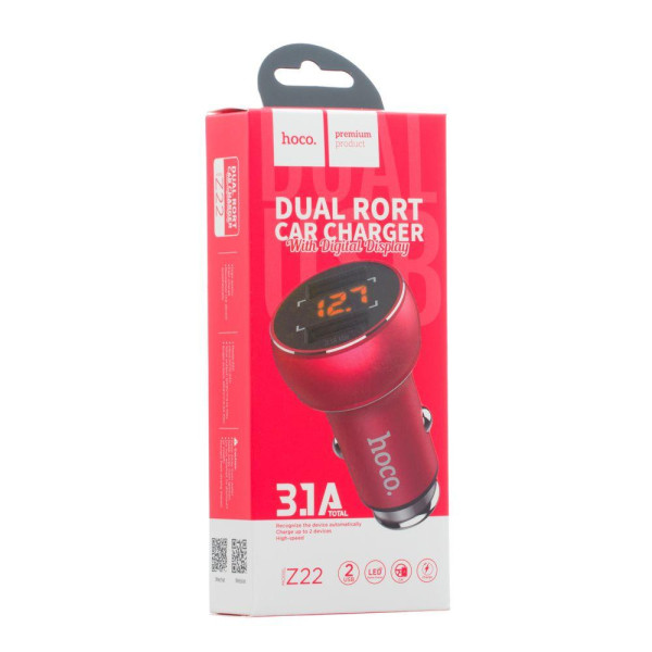 Автомобільний Зарядний Пристрій Hoco Z22 LED 2 USB