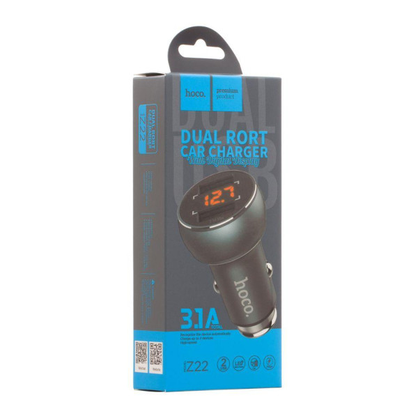 Автомобільний Зарядний Пристрій Hoco Z22 LED 2 USB
