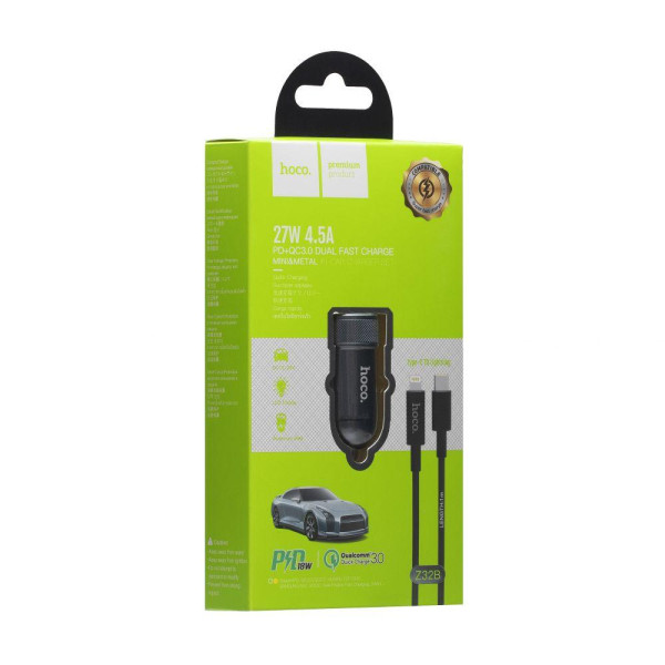 Автомобільний Зарядний Пристрій Hoco Z32B Speed UP PD+QC3.0 Type-C to Lightning