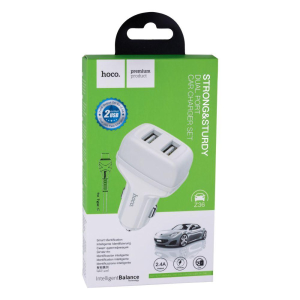 Автомобільний Зарядний Пристрій Hoco Z36 Type-C 2USB