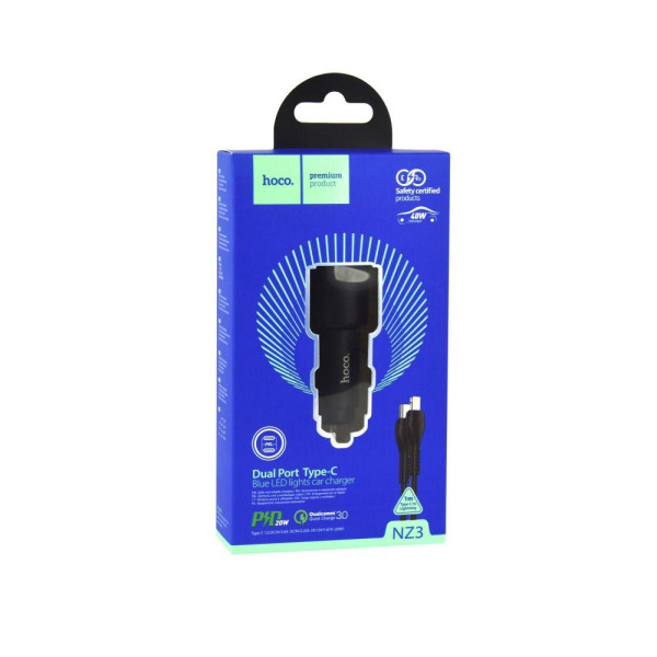 Автомобільний Зарядний Пристрій Hoco NZ3 Dual Port PD QC3.0 40W Type-C to Lightning
