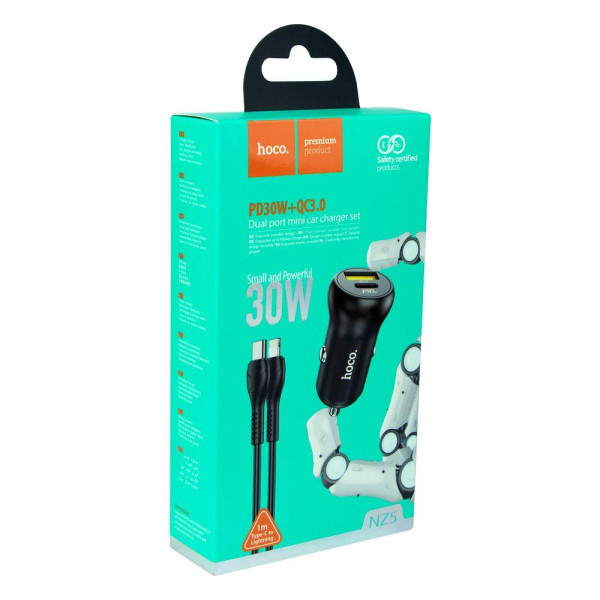 Автомобільний Зарядний Пристрій Hoco NZ5 Smooth road PD30W+QC3.0 Type-C to Lightning