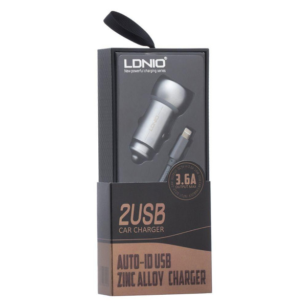 Автомобільний Зарядний Пристрій LDNIO DL-C401 Lightning 2USB 3.6A