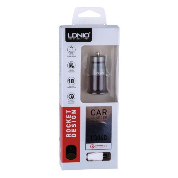 Автомобільний Зарядний Пристрій LDNIO DL-C304Q QC3.0 18W Micro