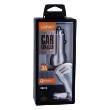 Автомобільний Зарядний Пристрій LDNIO DL-C407Q QC3.0 2USB 36W Lightning