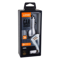 Автомобільний Зарядний Пристрій LDNIO DL-C407Q QC3.0 2USB 36W Type-C