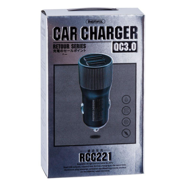 Автомобільний Зарядний Пристрій Remax RCC 221 2 USB 2.4A + QC3.0