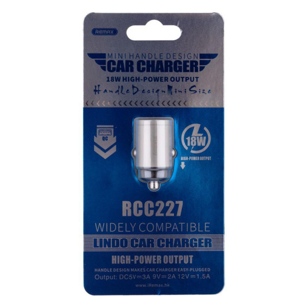 Автомобільний Зарядний Пристрій Remax RCC227 18w QC 3.0