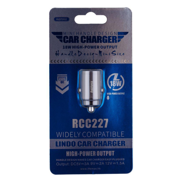 Автомобільний Зарядний Пристрій Remax RCC227 18w QC 3.0