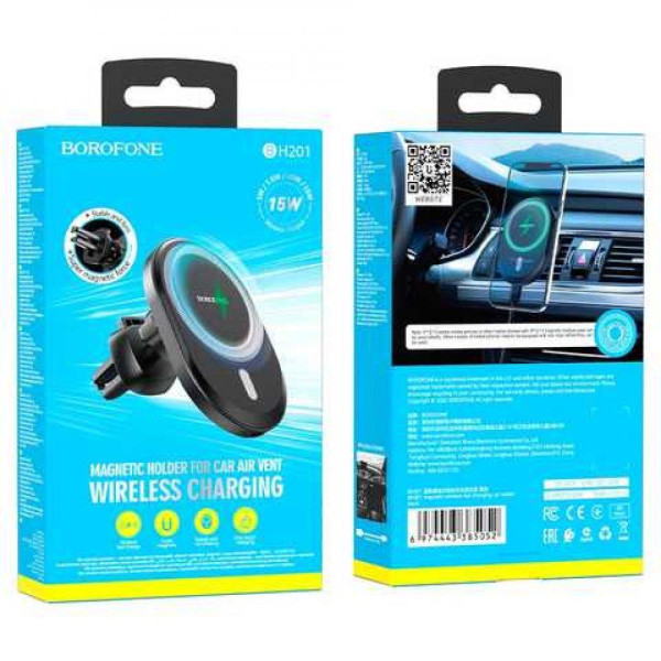 Автотримач Borofone BH201 Magnetic Wireless 15W