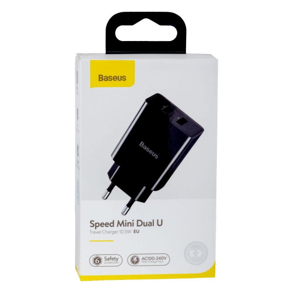 Мережевий Зарядний Пристрій Baseus 2 USB 10.5W 2A CCFS-R