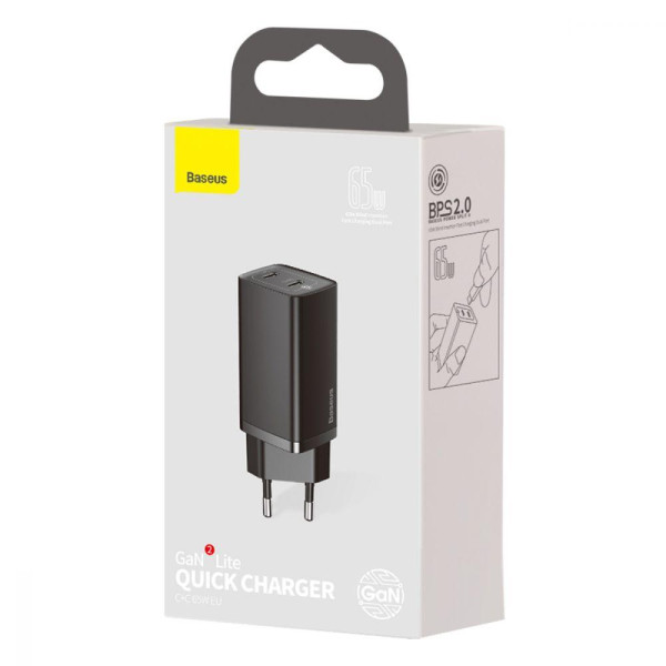Мережевий Зарядний Пристрій Baseus CCGAN2L-E Quick ChargerC+C 65W 2A