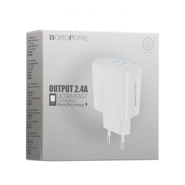 Мережевий Зарядний Пристрій Borofone BA3A 2 USB 2.4A