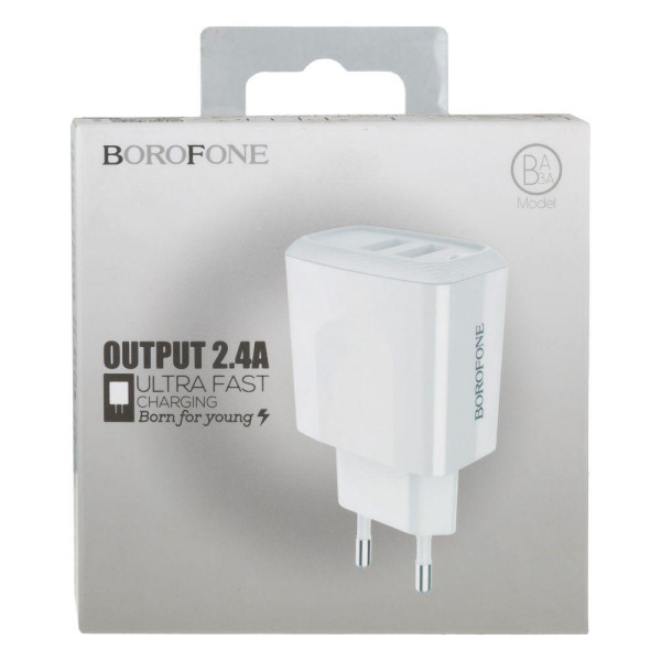 Мережевий Зарядний Пристрій Borofone BA3A 2 USB 2.4A