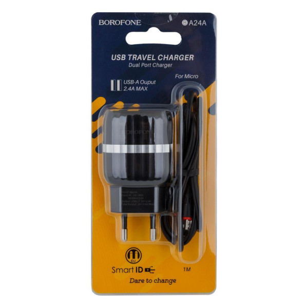 Мережевий Зарядний Пристрій Borofone BA24A Micro 2USB 2.4A